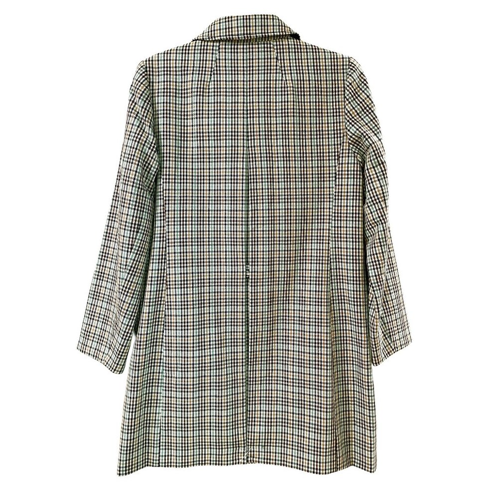 NWT Talbots Check Plaid Coat Ivory Aqua Camel Navy Brown Size 2 - Picture 3 of 7